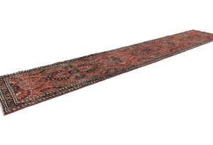 Vintage Red Tribal 2'7X14'5 Hamedan Persian Runner Rug