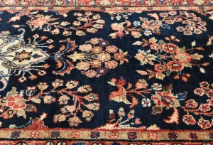 Vintage Navy Blue Floral Tribal 3X15 Hamedan Persian Runner Rug