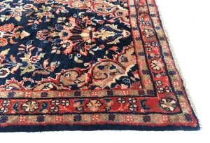 Vintage Navy Blue Floral Tribal 3X15 Hamedan Persian Runner Rug