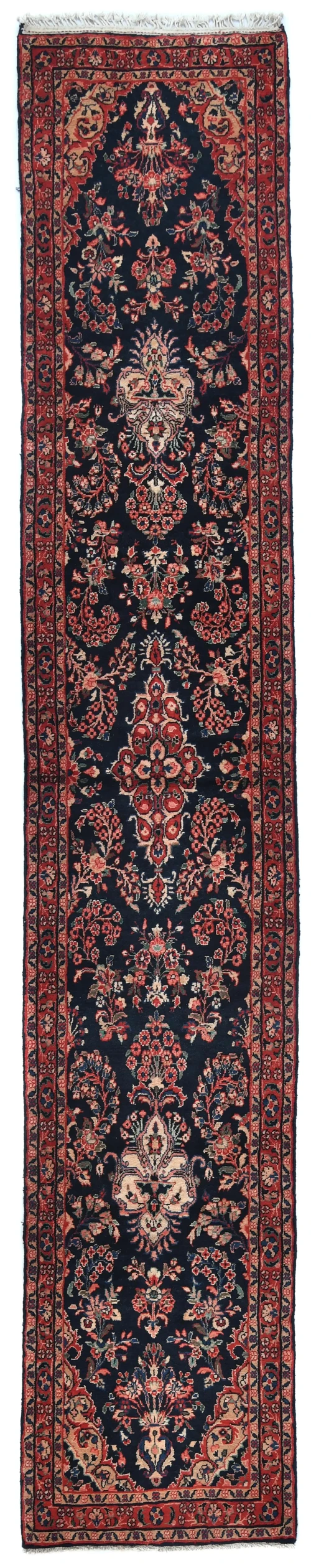 Vintage Purple-navy Floral Tribal 3X16 Hamedan Persian Runner Rug