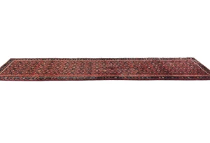 Vintage Red Floral Tribal 3X13 Hamedan Persian Runner Rug