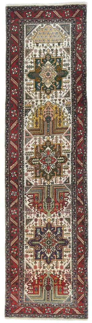 Vintage Cream Traditional 3X12 Tabriz Persian Runner Rug