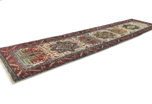 Vintage Cream Traditional 3X12 Tabriz Persian Runner Rug