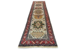 Vintage Cream Traditional 3X12 Tabriz Persian Runner Rug