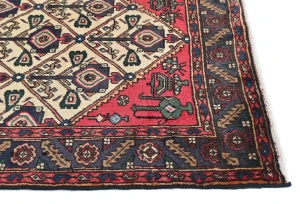 Vintage Cream Floral Tribal 3X5 Hamedan Persian Rug