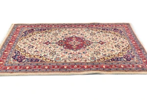 Vintage Cream Floral 3'6X4'7 Sarouk Persian Rug
