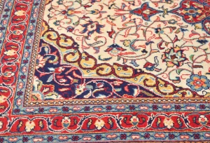 Vintage Cream Floral 3'6X4'7 Sarouk Persian Rug