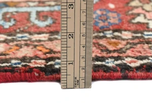 Vintage Red Geometric 2X12 Karajeh Persian Runner Rug