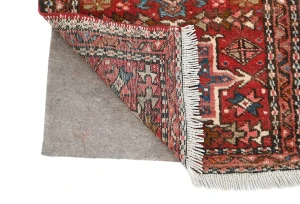 Vintage Red Geometric 2X12 Karajeh Persian Runner Rug
