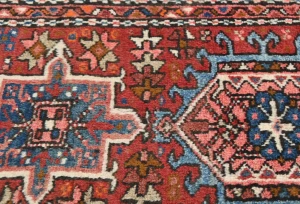 Vintage Red Geometric 2X12 Karajeh Persian Runner Rug