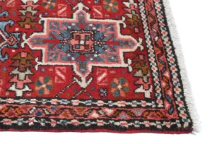 Vintage Red Geometric 2X12 Karajeh Persian Runner Rug