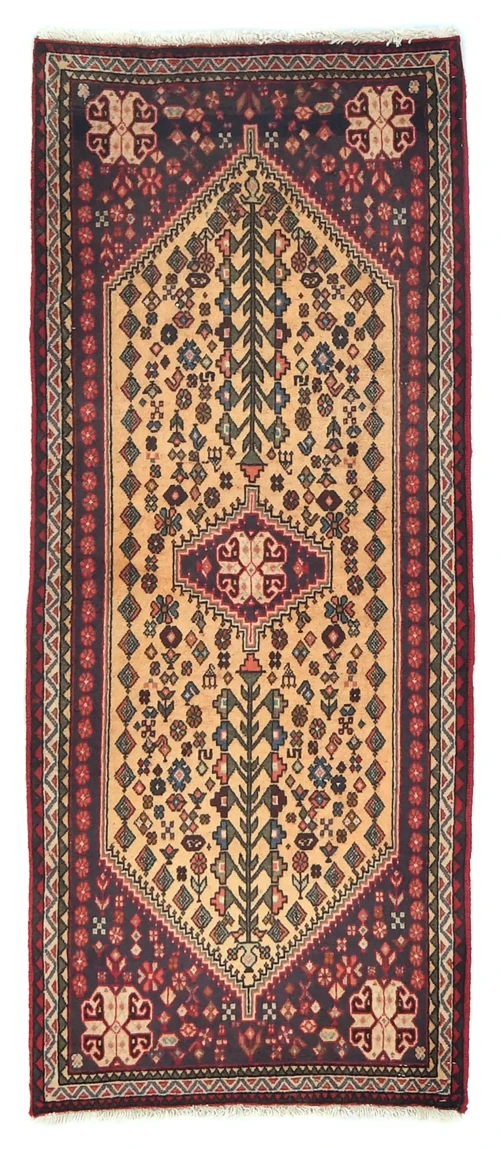 Vintage Beige Tribal Geometric 2X5 Abadeh Persian Oriental Rug