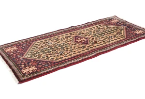 Vintage Beige Tribal Geometric 2X5 Abadeh Persian Oriental Rug