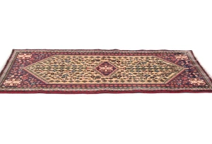 Vintage Beige Tribal Geometric 2X5 Abadeh Persian Oriental Rug