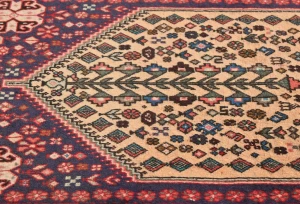 Vintage Beige Tribal Geometric 2X5 Abadeh Persian Oriental Rug