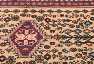 Vintage Beige Tribal Geometric 2X5 Abadeh Persian Oriental Rug