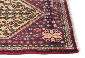 Vintage Beige Tribal Geometric 2X5 Abadeh Persian Oriental Rug