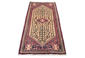 Vintage Beige Tribal Geometric 2X5 Abadeh Persian Oriental Rug