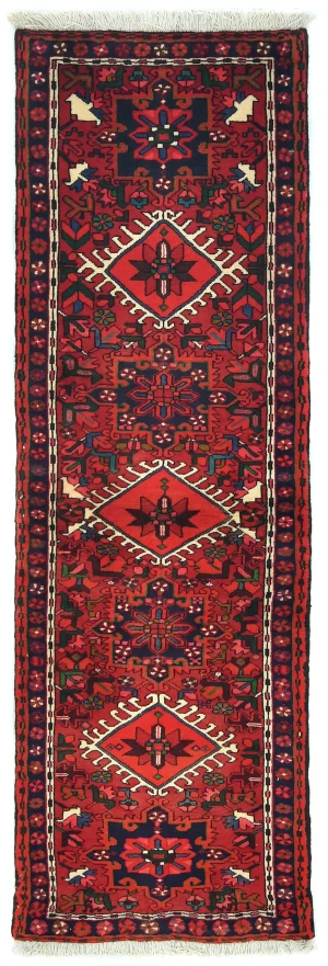 Vintage Red Geometric 2'3X7'3 Karajeh Persian Runner Rug