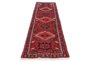 Vintage Red Geometric 2'3X7'3 Karajeh Persian Runner Rug