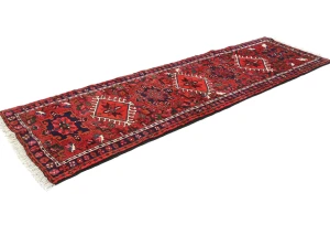 Vintage Red Geometric 2'3X7'3 Karajeh Persian Runner Rug