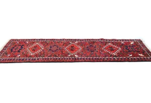 Vintage Red Geometric 2'3X7'3 Karajeh Persian Runner Rug