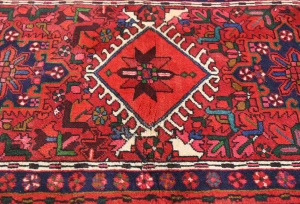 Vintage Red Geometric 2'3X7'3 Karajeh Persian Runner Rug