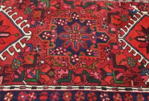 Vintage Red Geometric 2'3X7'3 Karajeh Persian Runner Rug