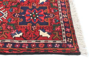 Vintage Red Geometric 2'3X7'3 Karajeh Persian Runner Rug