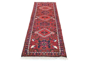 Vintage Red Geometric 2'3X7'3 Karajeh Persian Runner Rug