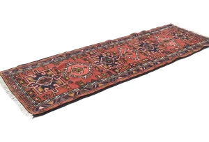 Vintage Bittersweet Red Geometric 2'3X6'4 Karajeh Persian Runner Rug