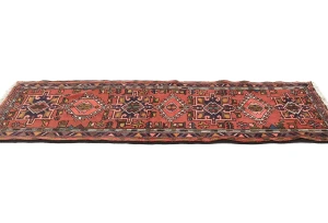 Vintage Bittersweet Red Geometric 2'3X6'4 Karajeh Persian Runner Rug
