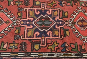 Vintage Bittersweet Red Geometric 2'3X6'4 Karajeh Persian Runner Rug