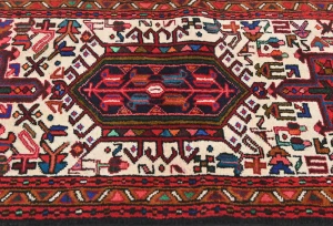 Vintage Cream Geometric 2X9 Karajeh Persian Runner Rug