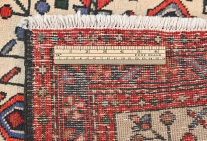 Vintage Cream Geometric 2'6X7'7 Karajeh Persian Runner Rug