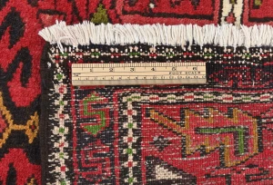 Vintage Red Geometric 2'5X12'0 Karajeh Persian Runner Rug