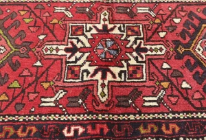 Vintage Red Geometric 2'5X12'0 Karajeh Persian Runner Rug