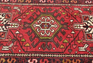 Vintage Red Geometric 2'5X12'0 Karajeh Persian Runner Rug
