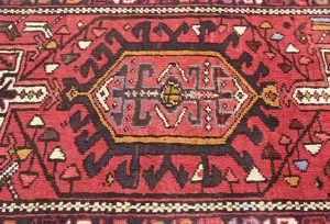 Vintage Red Geometric 2'5X12'0 Karajeh Persian Runner Rug