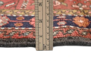 Vintage Red Geometric 2'5 X 9'9 Karajeh Persian Runner Rug