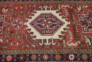 Vintage Red Geometric 2'5 X 9'9 Karajeh Persian Runner Rug