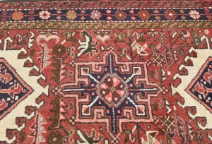 Vintage Red Geometric 2'5 X 9'9 Karajeh Persian Runner Rug
