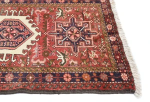 Vintage Red Geometric 2'5 X 9'9 Karajeh Persian Runner Rug
