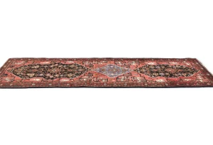 Vintage Charcoal Tribal 3X9 Hamedan Persian Runner Rug
