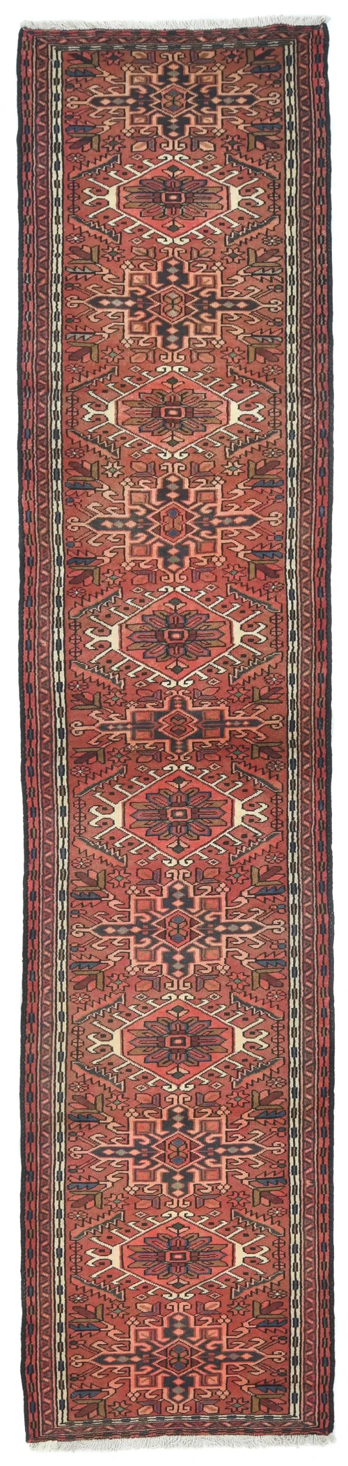 Vintage Red Tribal 3X12 Karajeh Persian Runner Rug