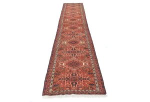 Vintage Red Tribal 3X12 Karajeh Persian Runner Rug