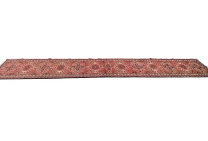 Vintage Red Tribal 3X12 Karajeh Persian Runner Rug