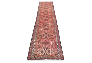 Vintage Red Tribal 3X12 Karajeh Persian Runner Rug