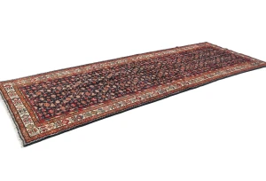 Vintage Plum Floral Tribal 4X11 Hamedan Persian Runner Rug
