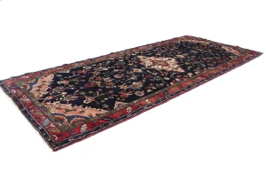 Vintage Dark Purple-navy Tribal 4'6X10'2 Nahavand Persian Runner Rug